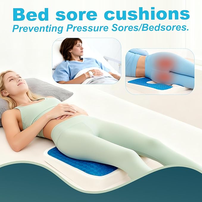 Gel Wheelchair Seat Cushion,Bed Sore Cushions for Butt,Relieve Sciatica,Coccyx,Pressure Sore and Ulcer Pain Relief Pillow,Cushion for Office Chairs,Removable&Washable Cover.(Elevated Set Black)