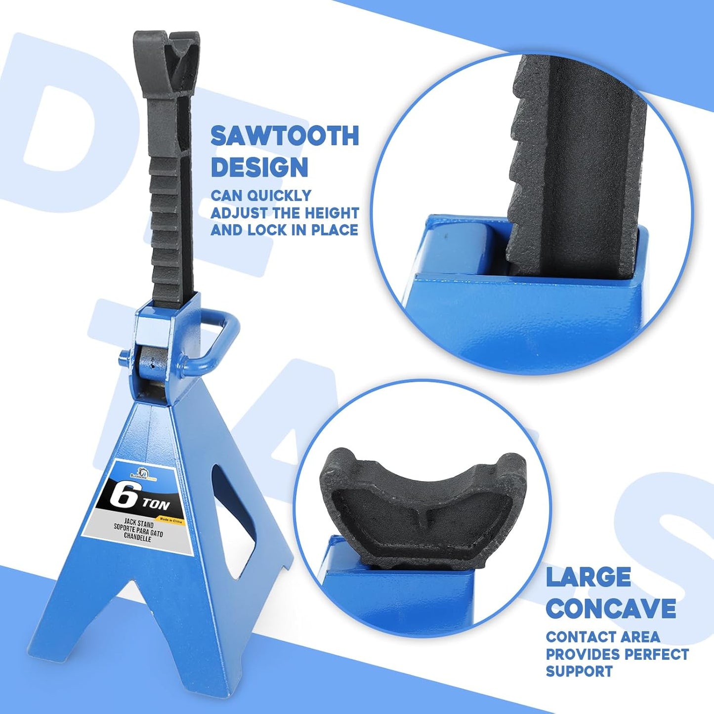 6 Ton (12,000 LBs) Automotive Jack Stands,Heavy Duty Steel Car Lifting Stand for Garages,Repair Shops,Adjustable Height 14.6"- 24",1 Pair