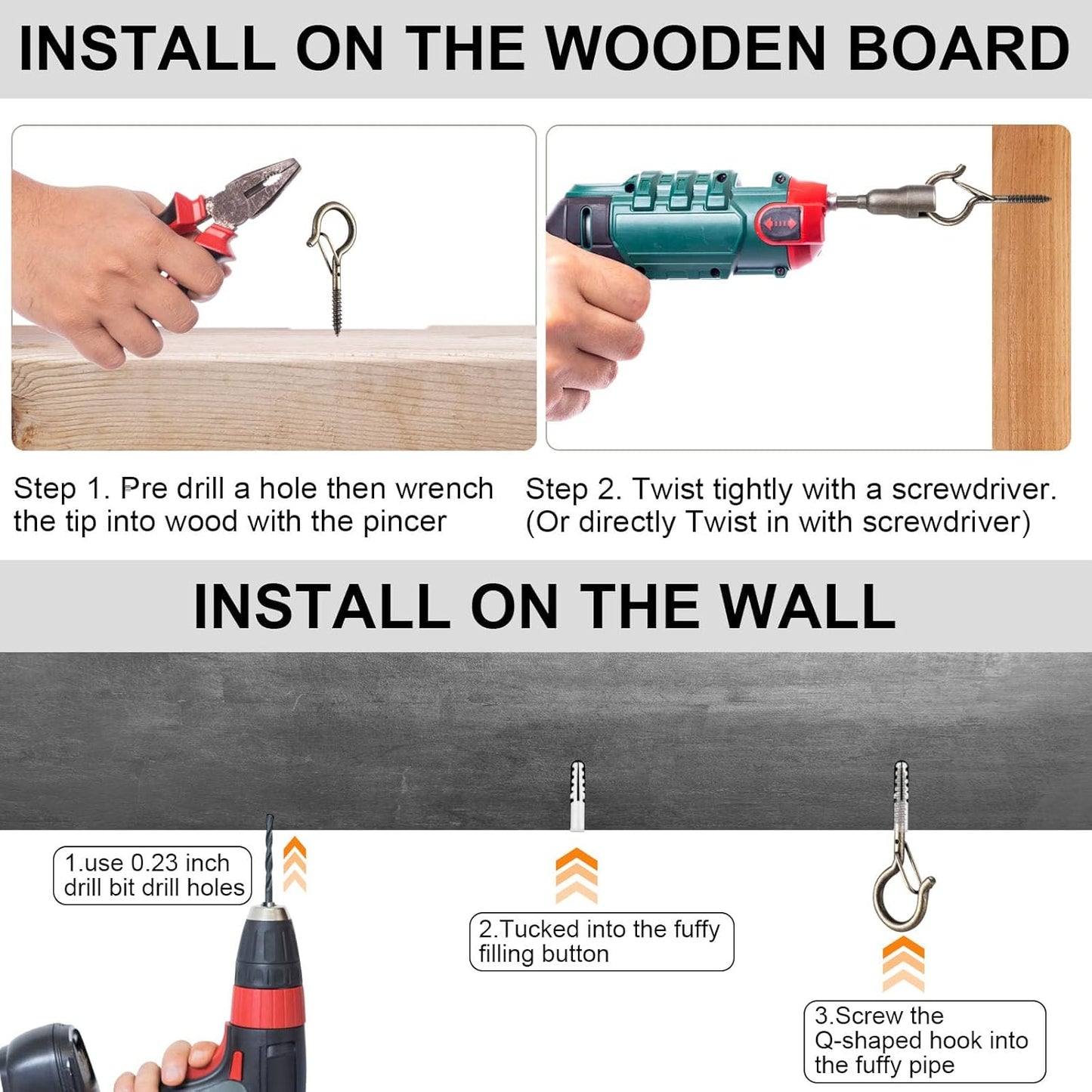 24 PCS Q-Hanger Hooks, Screw Hooks for Outdoor String Lights, Safety Buckle Design Cup Eye Hook for Hanging Christmas Lights, Plants, Mounted on Wall Ceiling, Include 1 Wing Nut Driver, Copper