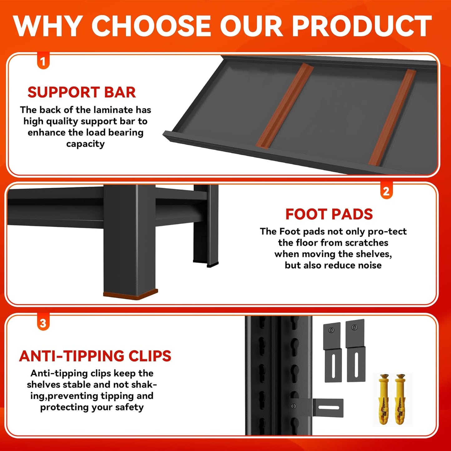 63"H Garage Shelving 2400LBS Capacity Heavy Duty Storage Shelves, Adjustable 4 Tier Metal Industrial Shelf for Kitchen, Utility Room, Warehouse and Basement,13.78'' Dx35.43'' Wx63'' H, Black