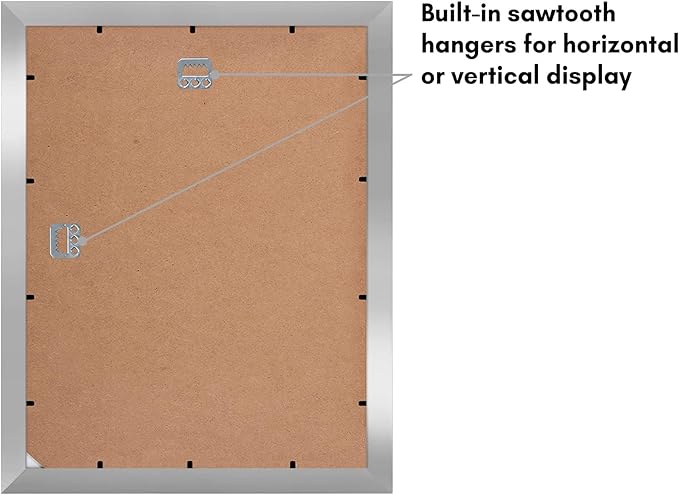 Americanflat 11x14 Picture Frame with Shatter-Resistant Glass - Set of 2 - Use as 8x10 Frame with Mat or Display 11x14 Photo Without Mat - Signature Collection - Picture Frames for Wall - Silver