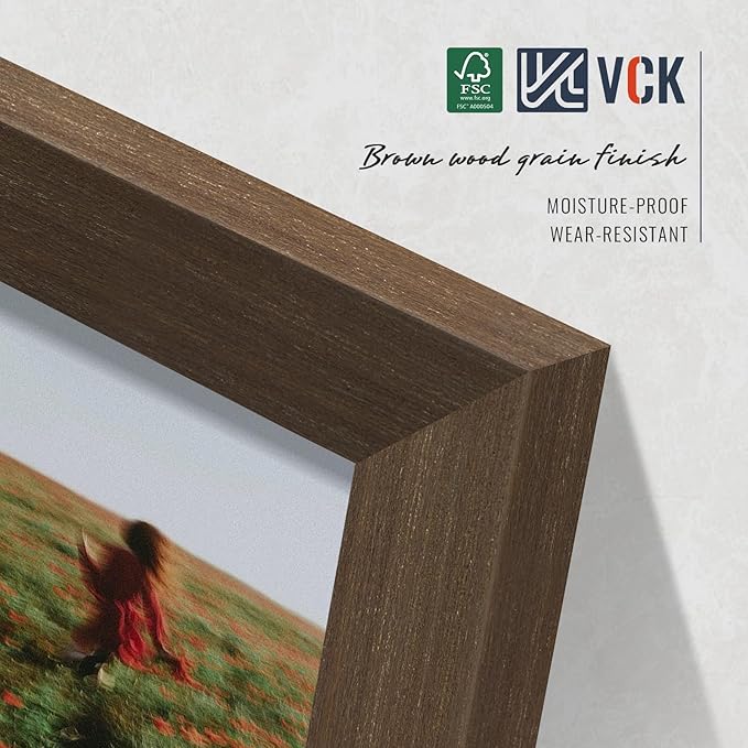 VCK 27x40 Brown Poster Frames 3 Pack, High-End Wood Wide Border Picture Frame,Multi-Directional Display Family Photos, Office Prints, Studio/Gallery/Home Artwork