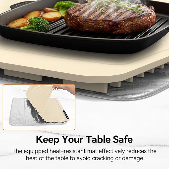 Food Warming Mat, Silicone Electric Warming Tray with 6 Adjustable Temperature, Full Surface Heating, Portable Roll Up Heating Mat with Heat-resistant Pad, Kitchen Food Warmer Pad for Buffets Party