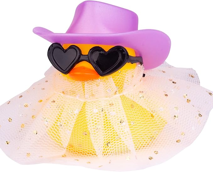 Car Rubber Duck Ornament Cute Duck Car Dashboard Decoration Accessories with Mini Hat Sunglasses and Skirt for Car Dashboard Decoration Accessories(AA2)