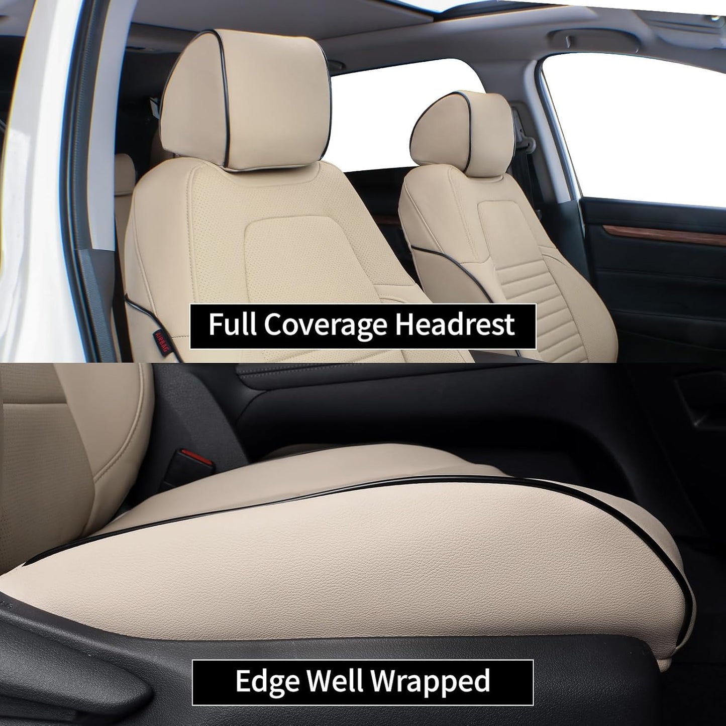 EKR Accord Car Seat Covers for Honda Accord EX-L,Touring,Sport,EX,Hybrid 2018 2019 2020 2021 2022(Rear Row 40/60 Split Backrest),Car Seat Protector,Waterproof Automotive Seat Covers,Leather(Beige)