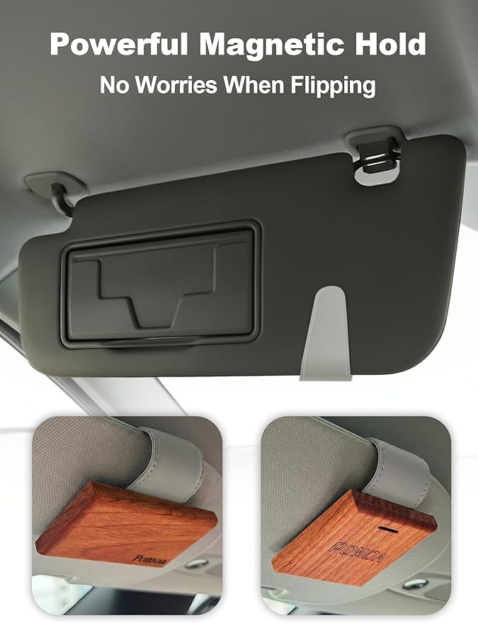 Patented Leather Car Air Freshener Visor Clip, Compatible with Drift Car Air Freshener, Magnetic Design, Gentle on Sun Visors, Ideal for Modern & Electric Vehicles, Grey (Clip Only)