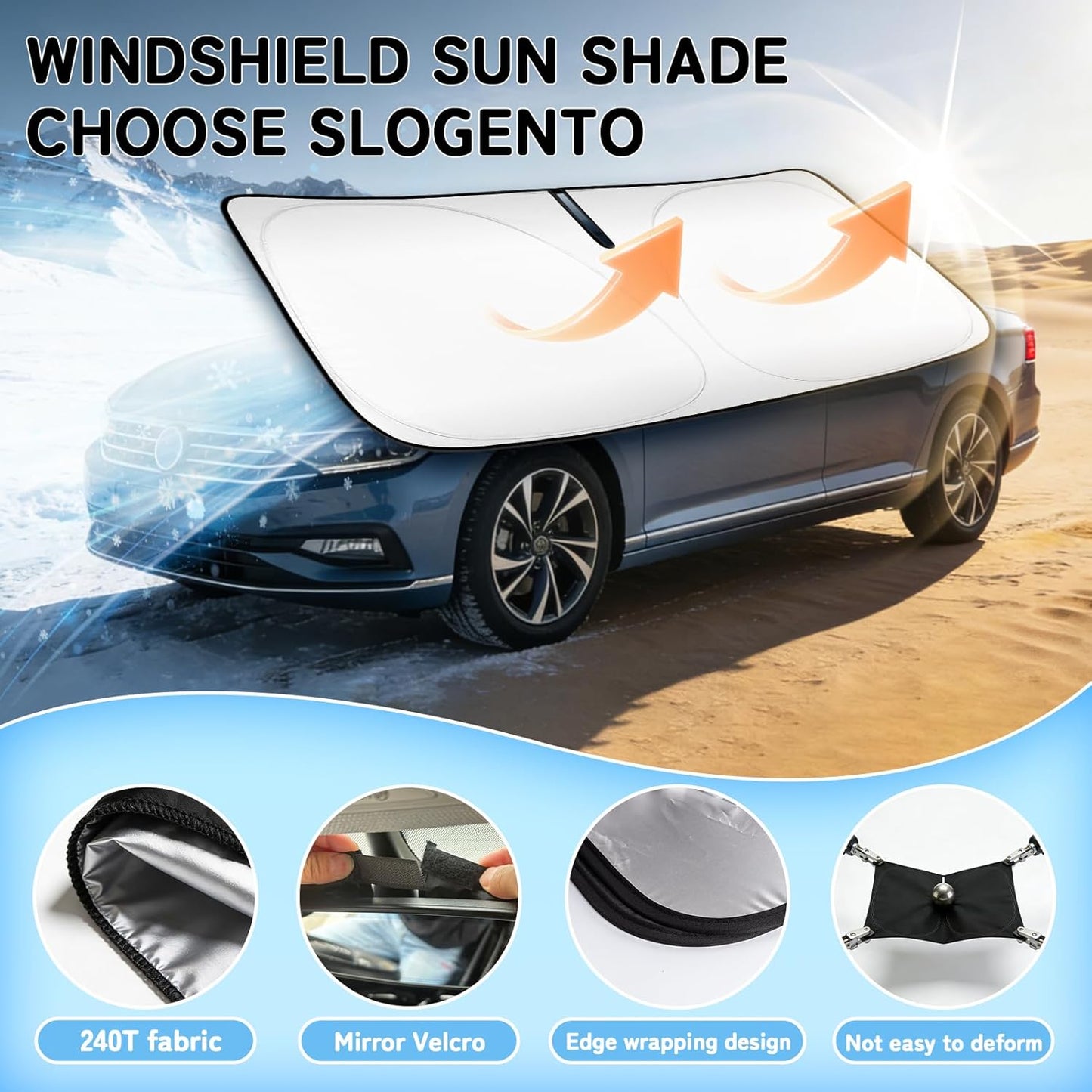 Custom Fit Windshield Sun Shade for VW Tiguan 2018-2025, Blocks UV & Heat, Front Window Sunshade Accessories, Easy Fold & Store Keep Your Car Cooler