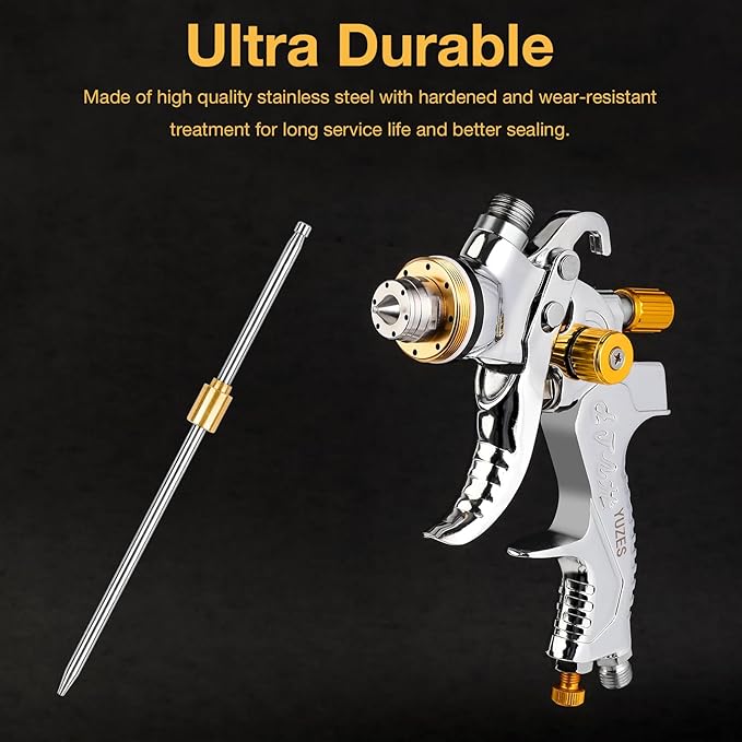 YUZES Automotive Paint Gun for Cars, Air Spray Gun with 1.4/1.7/2.0mm Nozzles and Complete Accessories, Easy to Replace, Paint Spray Gun for Painting Cars, Furniture, Detailed DIY Projects (Yellow)