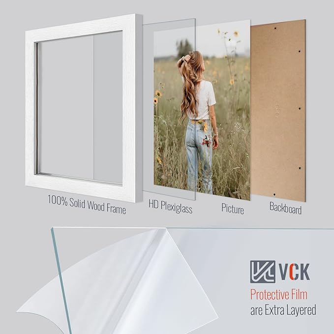 VCK 13x19 Picture Frames white Set of 6, Wide Border Wood Poster Frame, Multi-Directional Display Family Photos, Office Prints, Studio/Gallery Artwork, Woodgrain Series, Wall Hanging