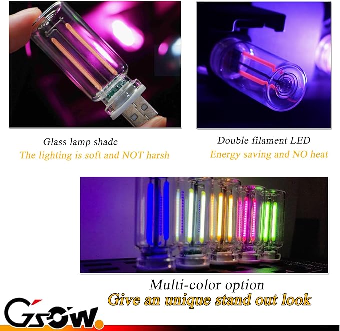 USB Car Light, Touch Control USB LED Car Interior Atmosphere Lights, Automotive Interface Plug in Night Lamps, Mini Lamp Camping Lights, Bedroom, Hallway - Blue
