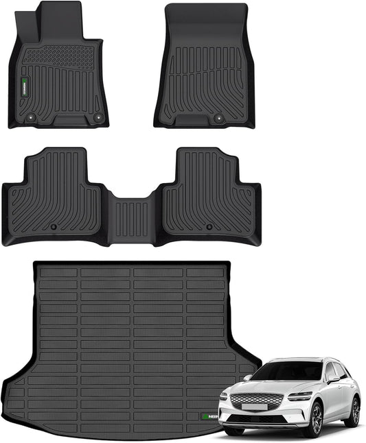 ANBINGO®-Floor Mats & Cargo Liner for Genesis GV70 2025 2024 2023 2022 (Not Fit Electrified GV70) Custom Fit Full GV70 All Weather Floor Mats Trunk mat GV70 Accessories - Black