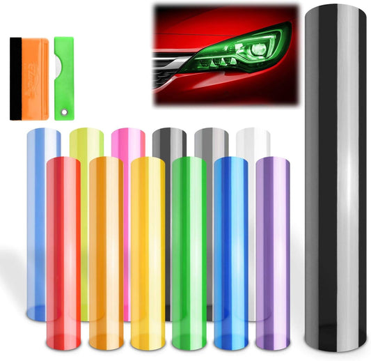 EZAUTO WRAP Free Tool Kit 12"x36" (1FT x 3FT) Glossy Light Black Smoke Headlight Taillight Fog Light Side Marker Vinyl Tint Film Self Adhesive