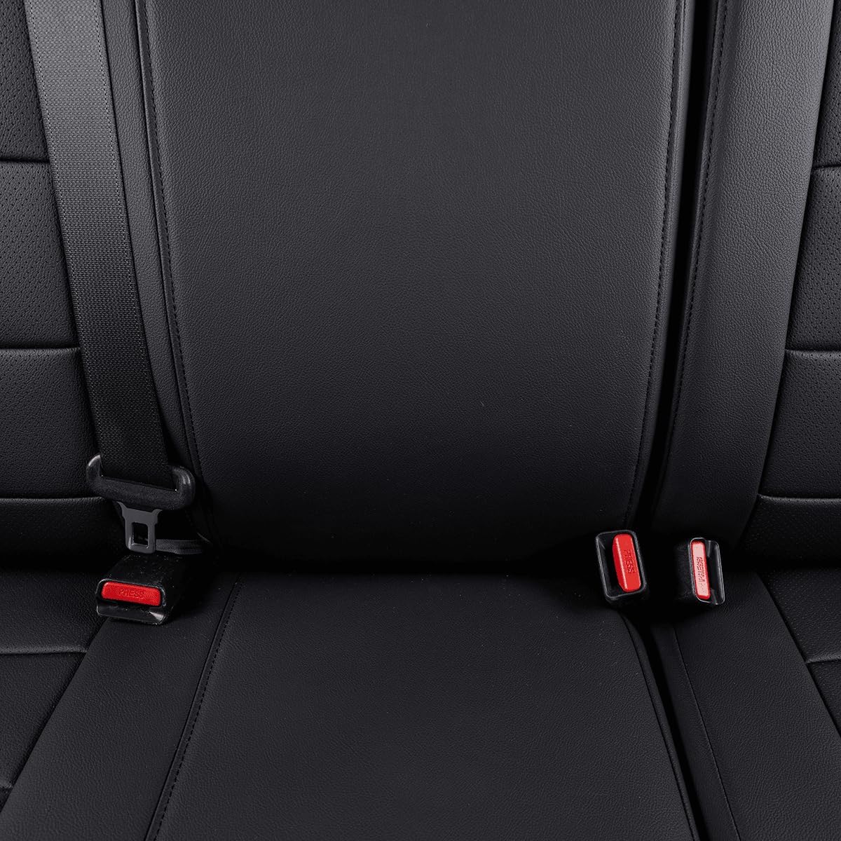 EKR Custom Fit Tacoma Rear Car Seat Covers for Select Toyota Tacoma (Petrol) 2024 2025 Double cab SR,SR5,TRD Sport,TRD Off-Road,Limited - Second Row Only,Leather (Black)