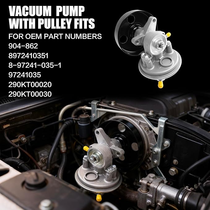 904-862 Vacuum Pump with Pulley for 1995-2020 Isuzu NPR-HD/NPR, Fits L96 LQ4 LY6 L31 L05 3.0L-6.0L V8/L4, Replaces OE# 8972410351 97241035