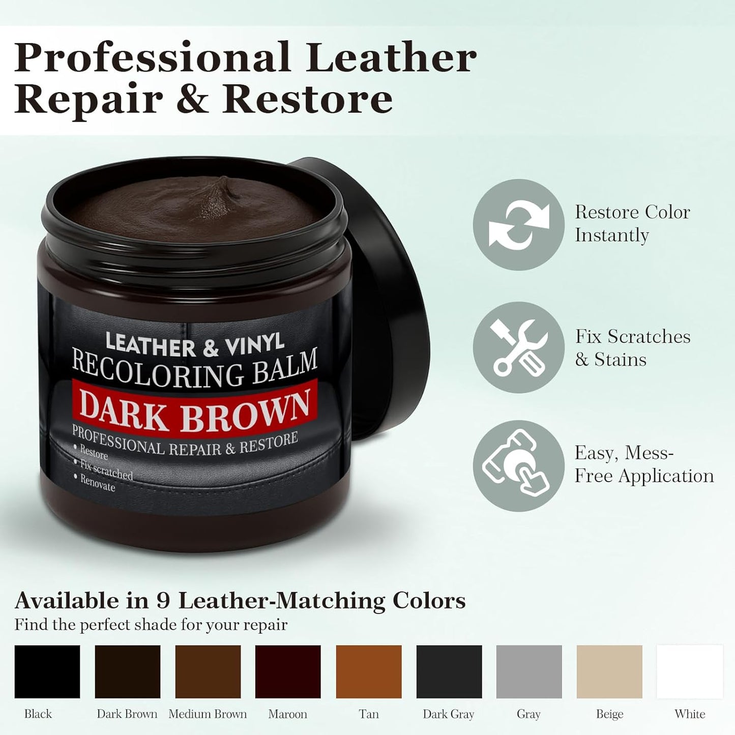 Leather Color Restorer, Leather Recoloring Balm, Scratch Remover, Leather Dye, Leather Paint with Leather Conditioner, Leather Repair Kit for Furniture Couches Car Seats Shoes, Beige