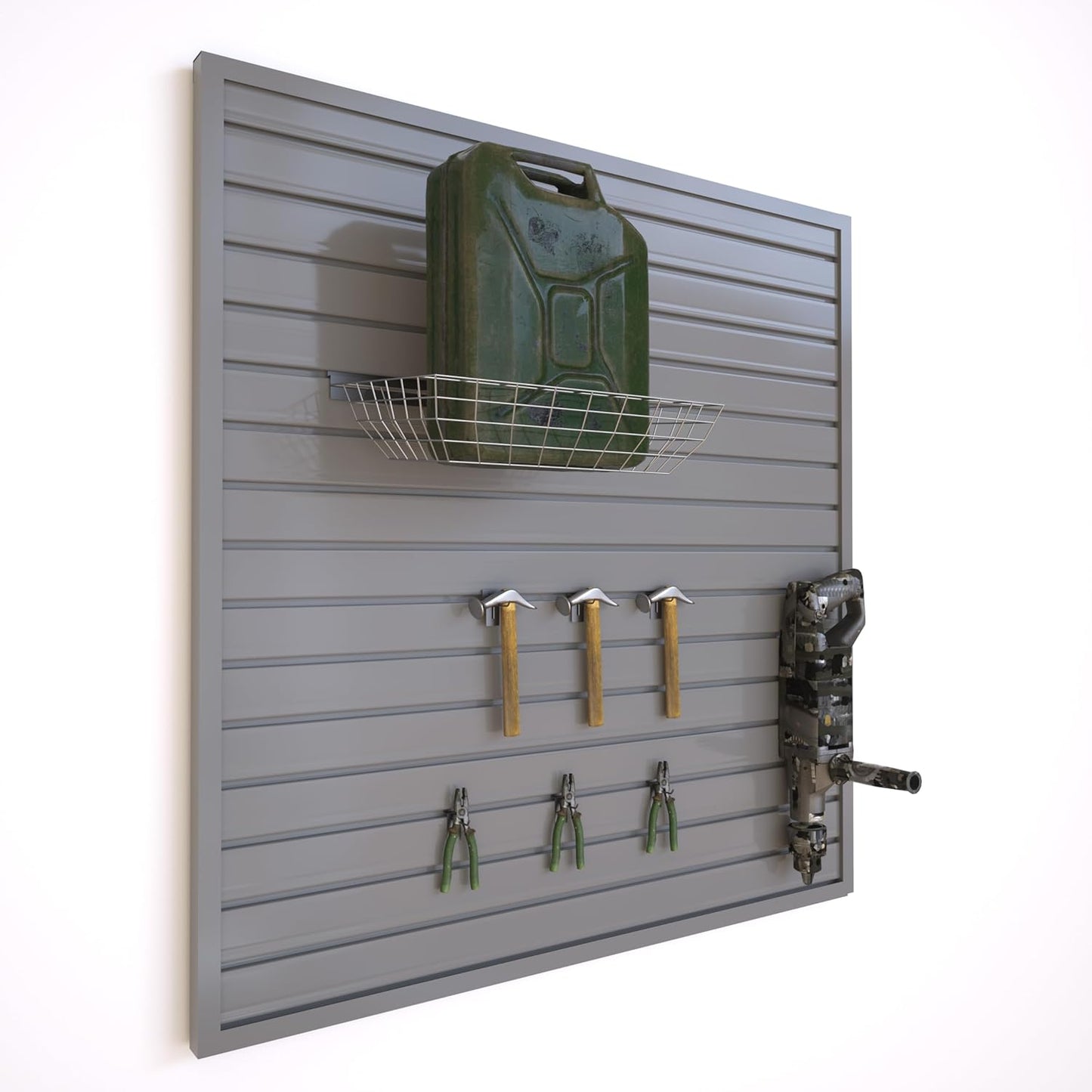 NeatiEase Slatwall Panel Wall Storage Systems, 4 x 4ft Slat Wall Paneling Garage Wall Organizer, Heavy Duty Wall Mounted PVC Wall Rack (Gray)