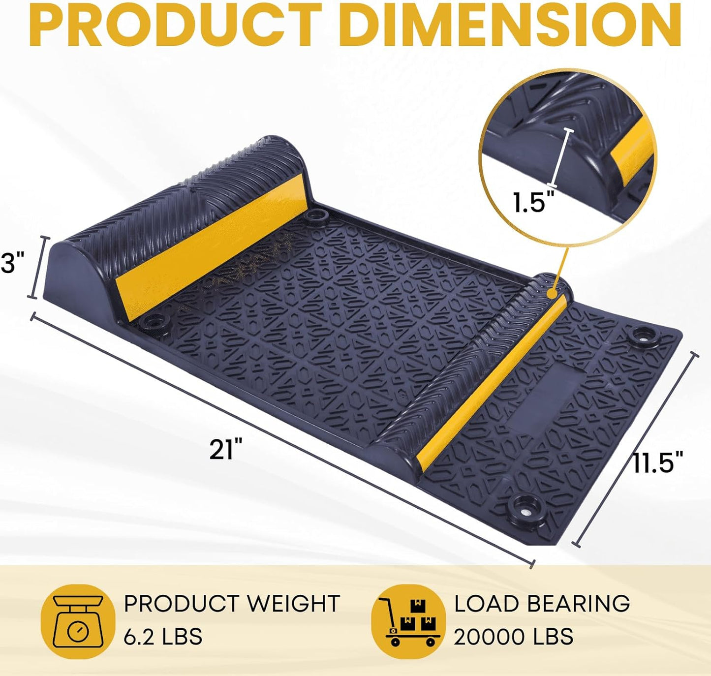 8 Pack Rubber Parking Guide Mat, 22" x 11.5" Heavy-Duty Wheel Stoppers with Reflective Stripes, Anti-Skid Garage Parking Mats, Self-Adhesive Vehicle Stoppers for Cars, Trucks, SUVs