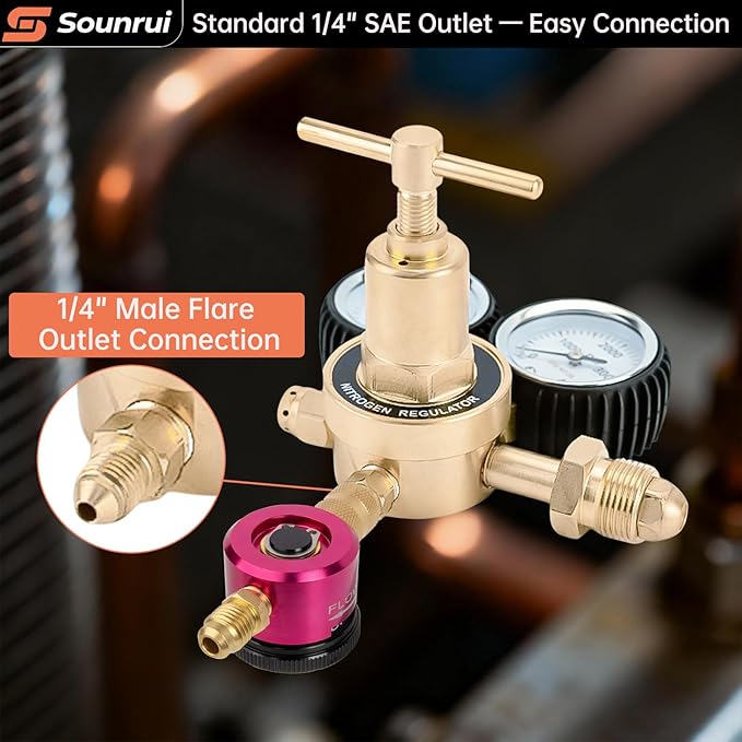 Nitrogen Purge Tool with PURGE/BRAZE/OFF Switch — Brazing Purge Adapter with 1/4" SAE Quick Outlet — HVAC Copper-Pipe Brazing & Welding Purge Switch