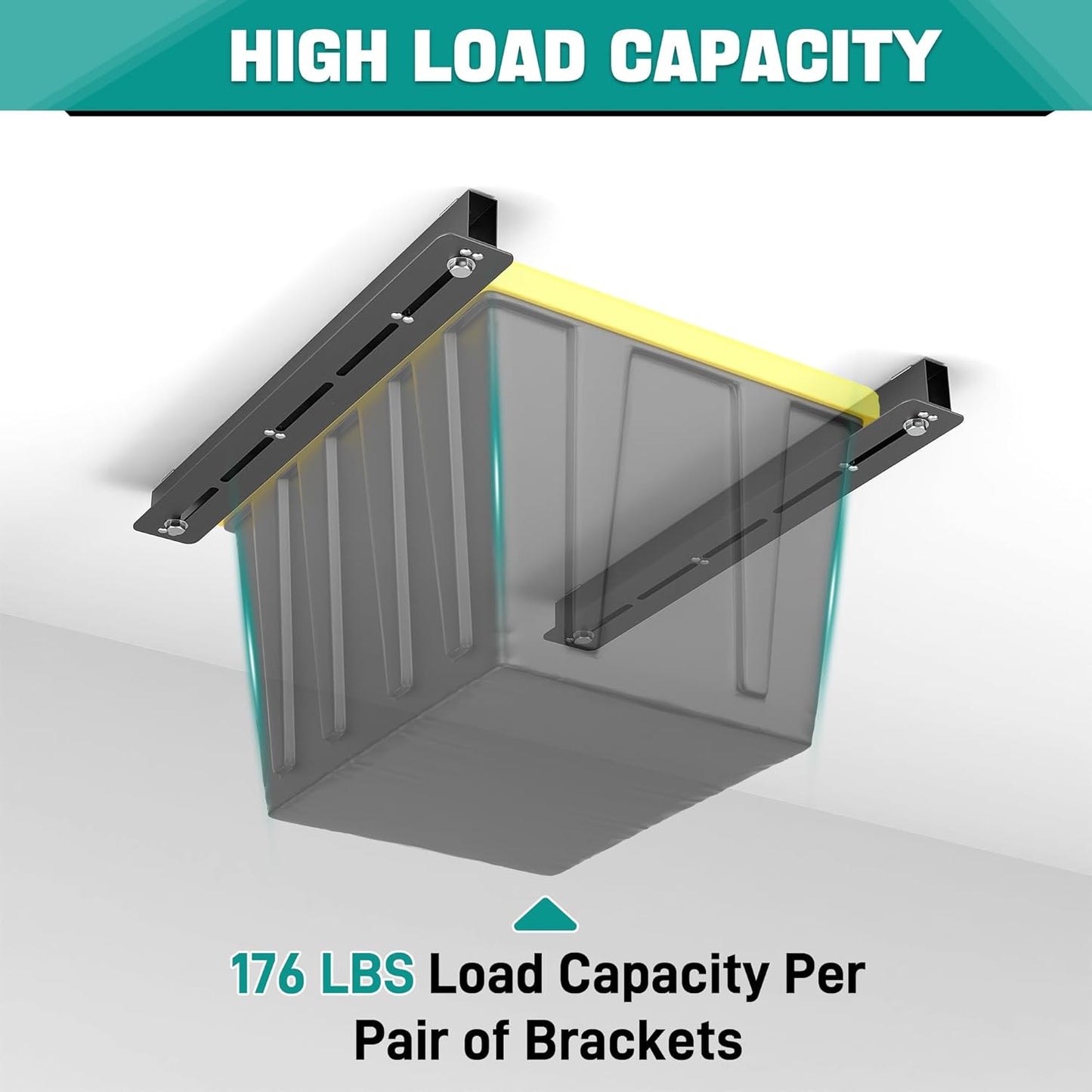 EVERHANGER Ceiling Storage Rack, Heavy Duty Overhead Garage Storage Rack, Adjustable Ceiling Bin Storage System, 5 Sets for 4 Bins, 26 Inch