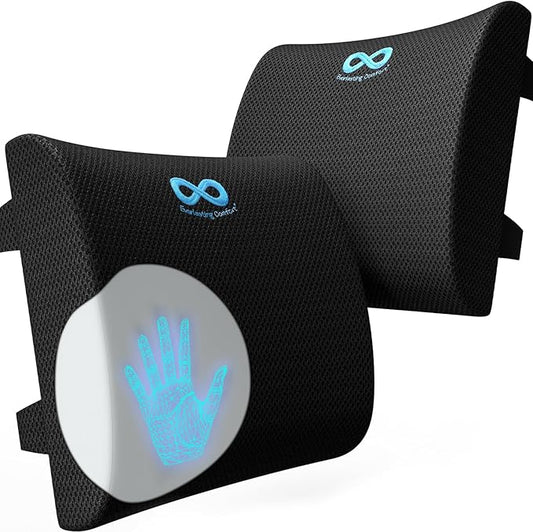 Everlasting Comfort Lumbar Support Cushion for Car Seat - Memory Foam Back Cover for Car - Lumbar Support Promotes Better Posture, Back Pain Relief - Ideal for Driving