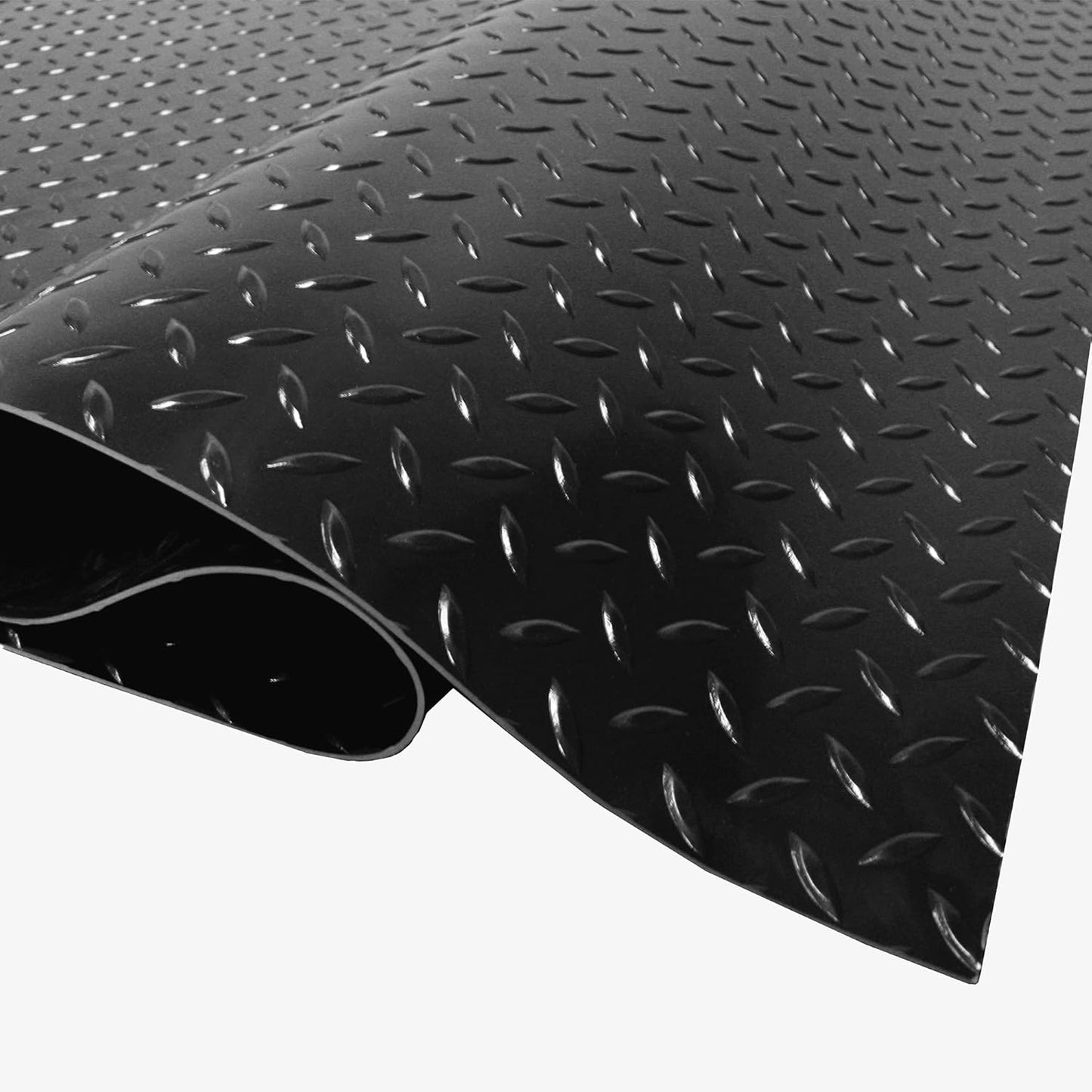 IncStores 2.5mm Thick Commercial-Grade Nitro Roll Garage Floor Mat | Flexible Vinyl Floor Mat for a Stronger and Safer Garage, Workshop, or Trailer | Diamond-Plate, Midnight Black, 8' x 40'