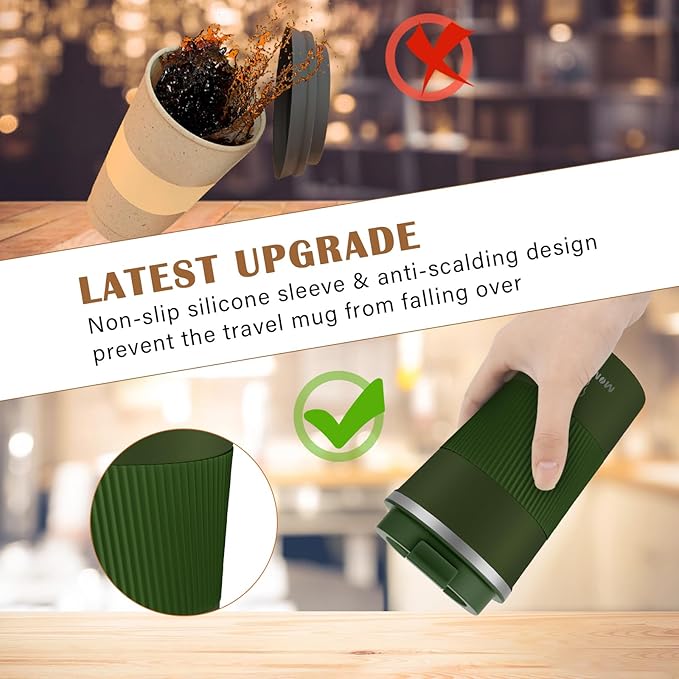 MOMSIV 17oz Travel Mug, Insulated Coffee Cup with Leakproof Lid, Vacuum Stainless Steel Double Walled Reusable Tumbler for Hot and Cold Water Coffee and Tea In Travel and Car