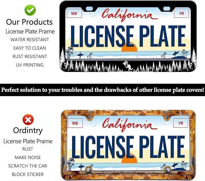 Coniferous Forest Tree License Plate Frames - 2 PCS Patriotic Aluminum Metal License Plate Frames Holder, Car Decorative Tag Frames with Screws Fasteners Caps