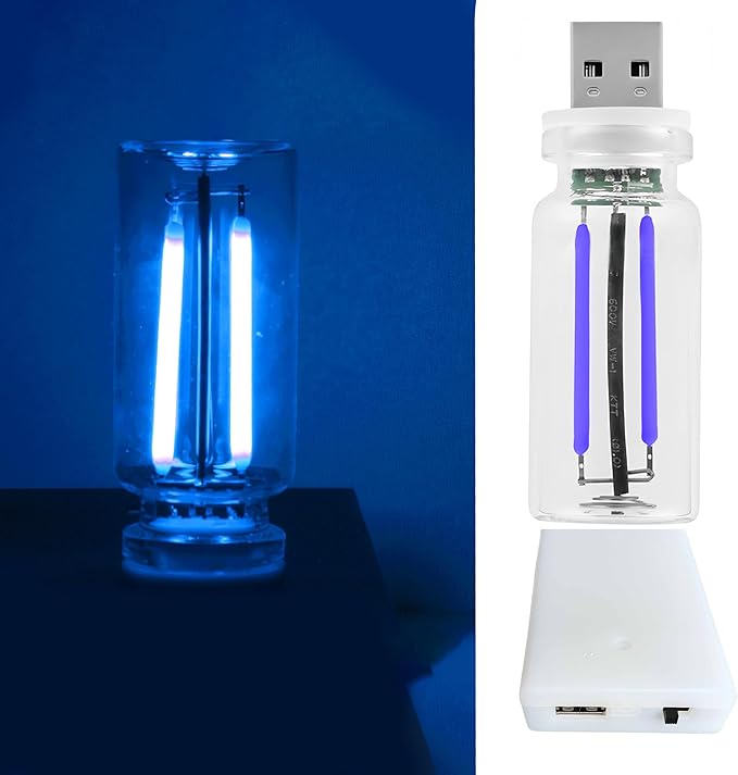 Retro Car Mood Bulb, No Pole Touch Dimmable USB & Battery Lighted LED Car Interior Atmosphere Lamps, Automotive Interface Night Lights, Mini Portable Camping Lights Decorations (Blue, 2Pack)