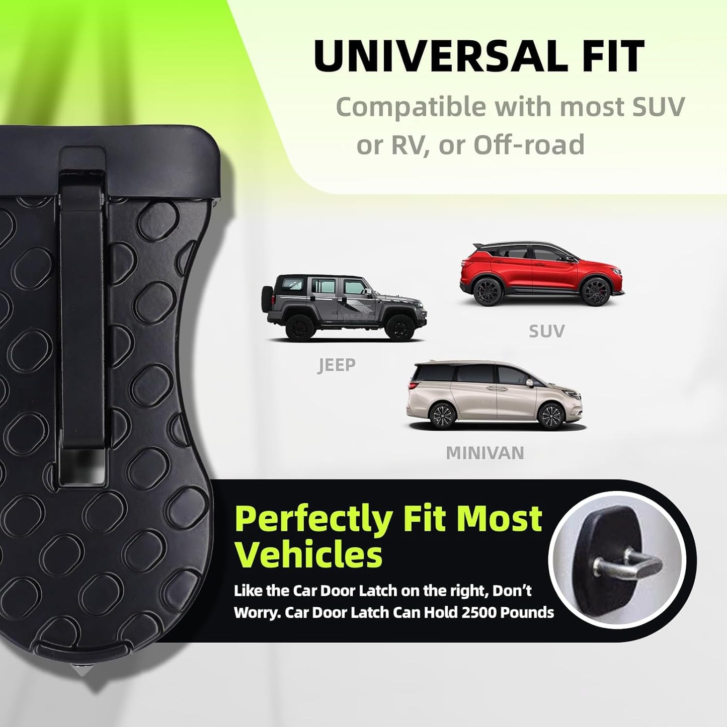 Car Door Step, Multi-Foldable Aluminum Alloy Roof Rack Car Step, Easy Access Door Step for Car Roof, Suitable for Most Cars, SUVs, and Trucks (Black)