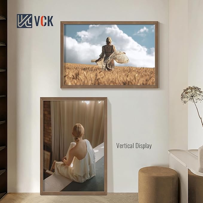 VCK 27x40 Brown Poster Frames 3 Pack, High-End Wood Wide Border Picture Frame,Multi-Directional Display Family Photos, Office Prints, Studio/Gallery/Home Artwork