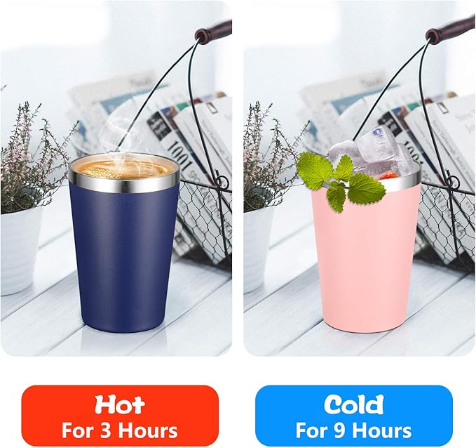 VEGOND 12oz Tumbler Stainless Steel Tumbler bulk Vacuum Insulated Double Wall Travel Tumbler with Lid and Straw Reusable Tumbler, Navy blue 12 Pack