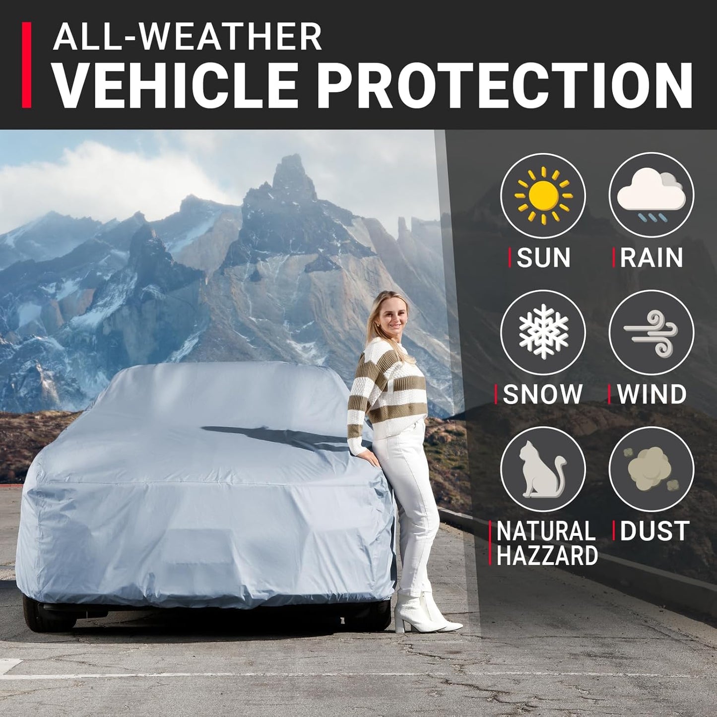 iCarCover Premium Car Cover for 1971-1975 Pontiac Grandville Heavy Duty Waterproof All-Weather Automobiles Custom Fit Indoor Outdoor UV Snow Protection Covers with Straps and Bag