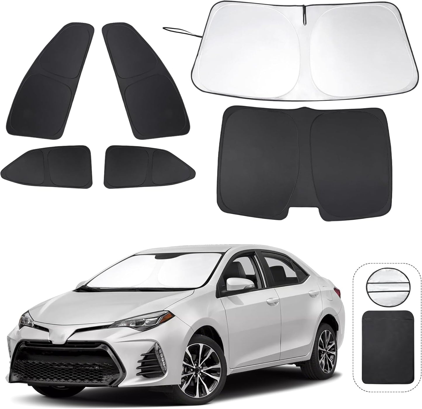 TINGLU Window Shades for Toyota Corolla 2014-2019 Accessories Car Side Full Windows Windshield Sun Shade Sun UV Rays & Privacy Protection for Camping Napping Relaxing 6PCS
