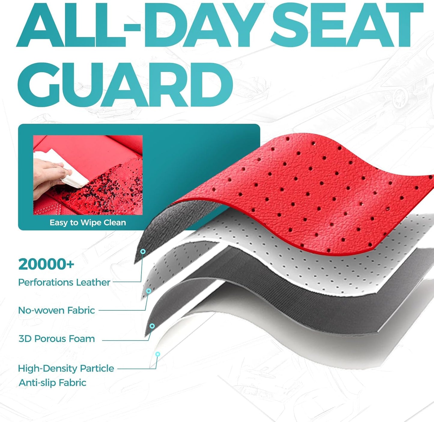 for Toyota Camry Seat Covers Hybrid XLE XSE 2018 2019 2020 2021 2022 2023 2024 - Custom Car Seat Cover Full Set, Waterproof Breathable Cushion Protector, Leather Seat Cover for Cars Red