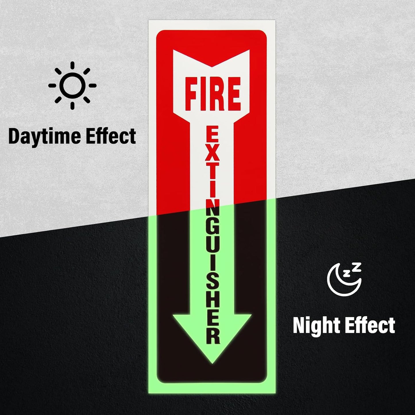 Madrigal Fire Extinguisher Glow in the Dark Sticker Sign,fire extinguisher sign,8Pack-4x12"Premium Self-Adhesive Vinyl for UV, Weather, Scratch, Water and Fade Resistance, Indoor and Outdoor
