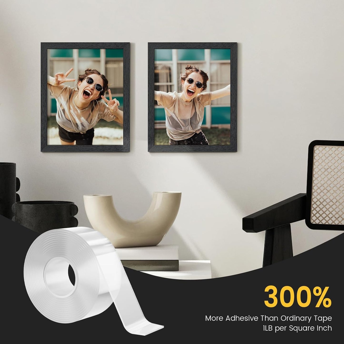 Double Sided Tape Heavy Duty Adhesive Tape Mounting Tape, Wall Sticky for Hanging, Nano Two Sided Tapes Strong Removable Wall Sticky Strips for Car, Home, Office - 19.7FT x 1.18IN