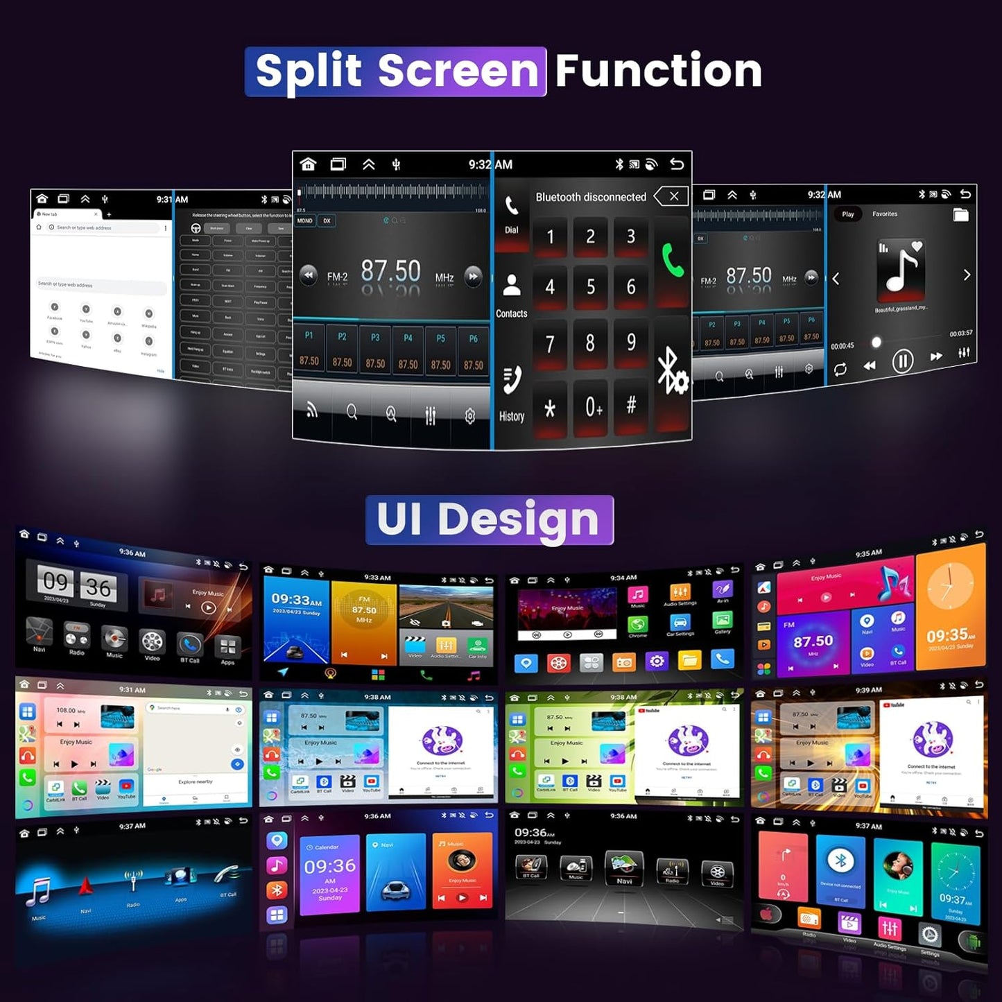 8 Core 4G+64G Car Stereo for Toyota Corolla EX 2007-2012 5G WiFi DSP/32EQ Wireless Carplay Android Auto, 9 Inch 1280 * 720 IPS Touch Screen Car Radio with BT 5.0/Mirror Link/GPS Backup Camera