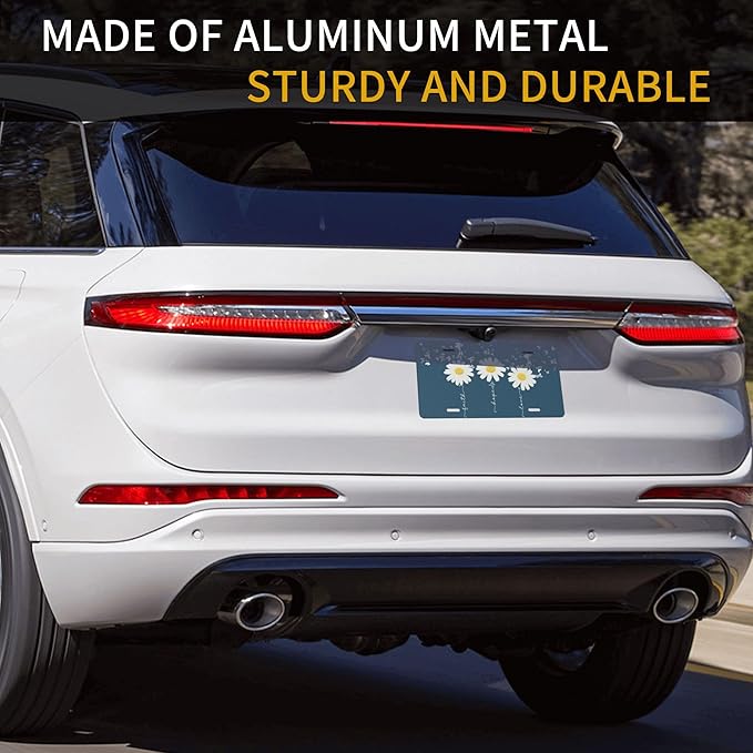 Front License Plate Faith Hope Love Vanity Plates Aluminum Metal Decorative Car Tag Daisy Novelty License Plate Cover for Men Women ‎6 * 12 in (4 Holes)