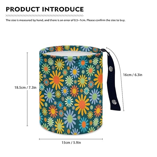Mushroom Flower Butterfly Moon Car Rubbish Bag Can Reusable Hanging Auto Garbage Organization Can Bin with Adjustable Strap for Camping