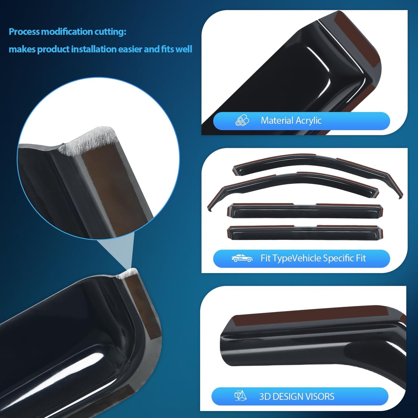 Nilight in Channel Rain Guards for Jeep Grand Cherokee L 2021 2022 2023 2024 Window Deflectors, Vent Window Visors-4PCS