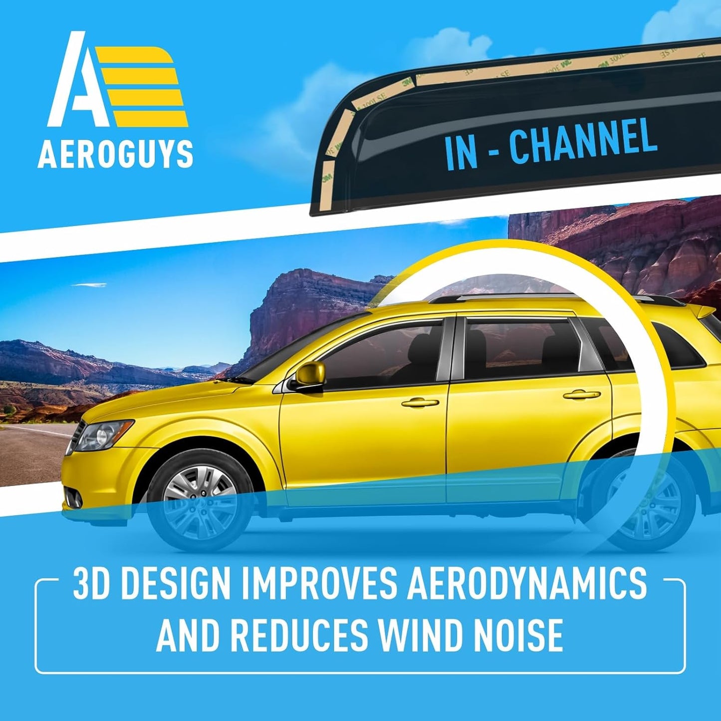 Extra Durable Window Deflectors in-Channel Window Visors Rain Guards Fit for Dodge Journey 2009-2020, Sun Visors, Wind Vent for Shades, Exterior Car Accessories - 4 pcs. AG0897