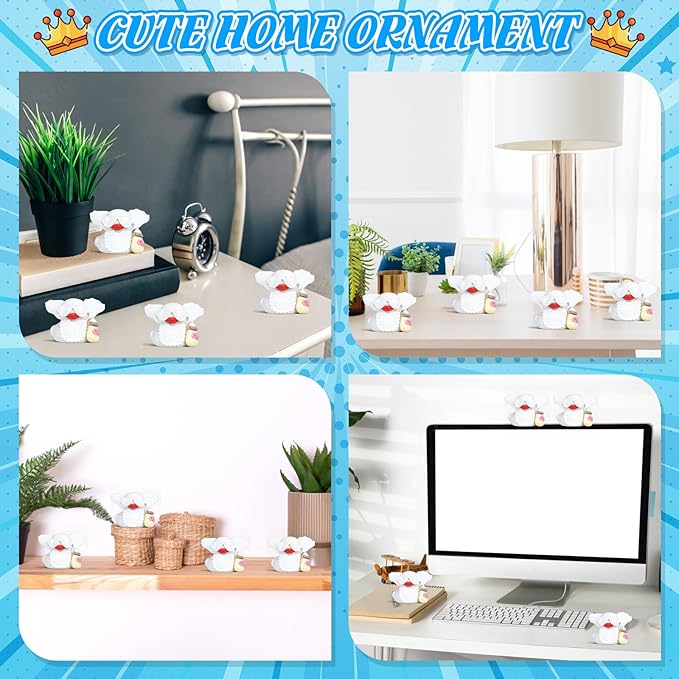 White Rubber Duck Car Decor with Wings, White Sunglasses, OK Bottle & Bib, DIY Dashboard Ornaments for Car, Office, Home,4 Small & 1 Large Stickers