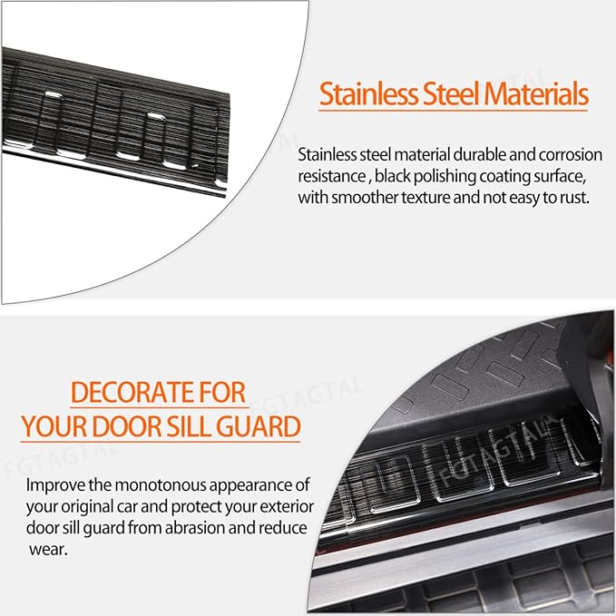 Car Door Sill Guard Cmpatible with Toyota FJ Cruiser 2007-2021, Outer Door Entry Guards Threshold Strip, Auto Stainless Threshold Protection Guards (4PCS)
