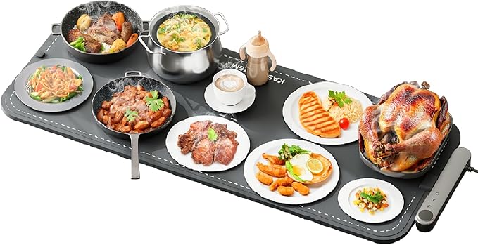 Warming Mat For Food Extra Large Food Warming Mat 36"X16" Warming Trays For Buffets Party Roll Up Food Warmers For Parties Buffet 6 Level Temp 6H Timer Chafing Dishes For Buffet Home Travel Use