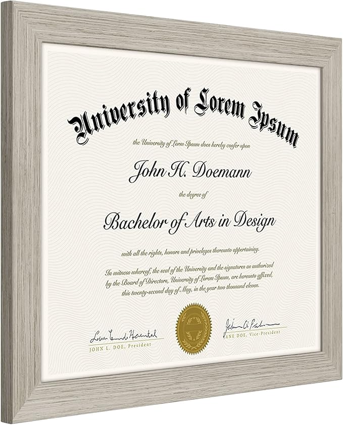 Americanflat 8.5x11 Diploma Frame with Shatter-Resistant Glass - Document Frames with Engineered Wood - Legacy Collection - Certificate Frame for Tabletop and Wall Display - Driftwood