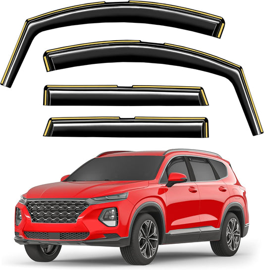 in-Channel Window Rain Guards Fit for Hyundai Santa Fe 5 Seats 2019-2023(Not for XL 7-Seats) Extra Durable Window Visors Window Deflectors Vent Visors Vent Shades Car Accessories-4 pcs 2-Q16