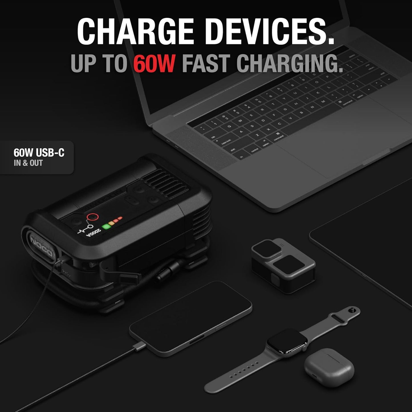 NOCO Boost Air AX65: 2000A Jump Starter with Air Compressor Tire Inflator – Starts 8.0L Gas & 6.0L Diesel – 67 SLPM Airflow Inflates 0–40 PSI in 2 Minutes