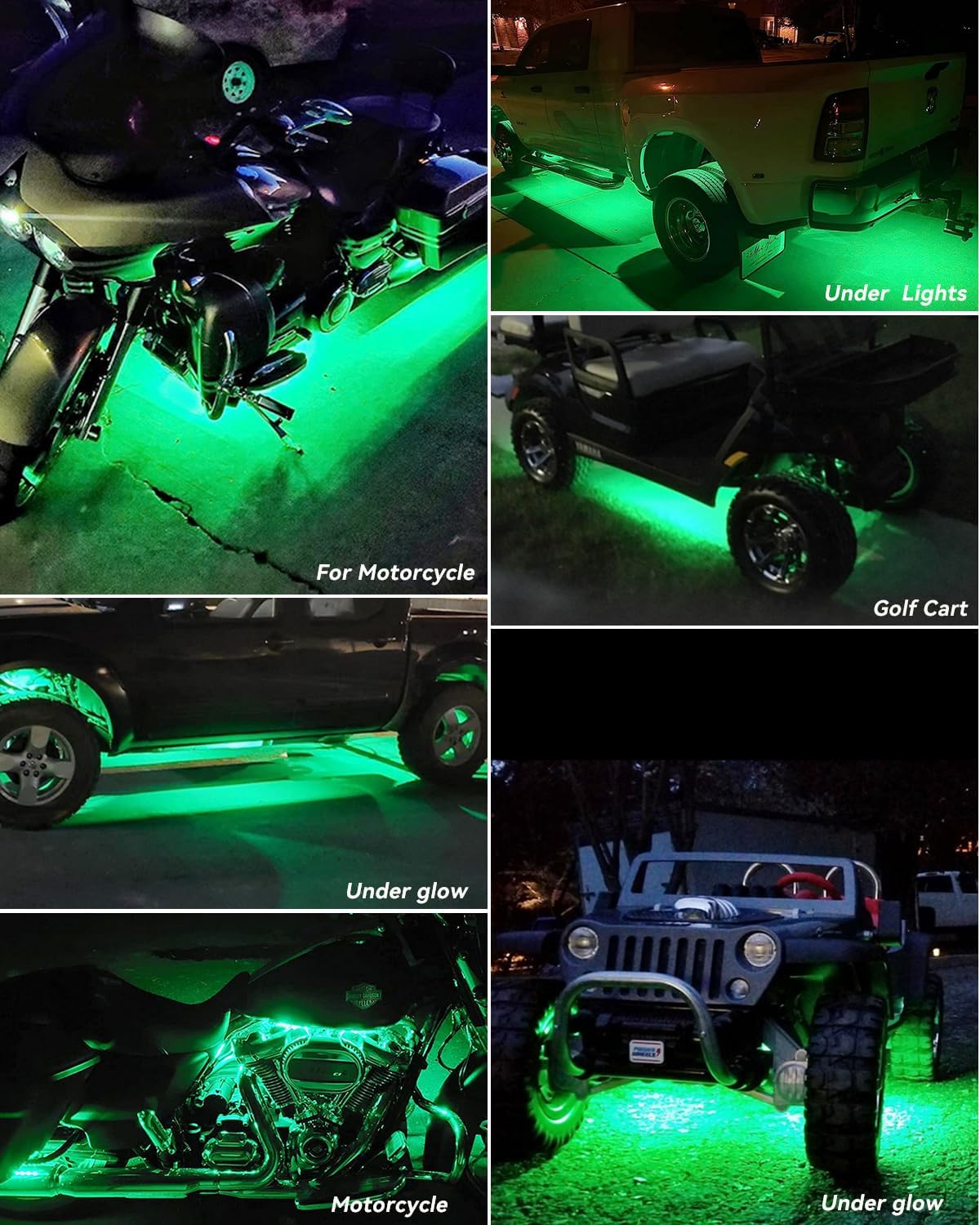 12V Led Light Strip 32CM Waterproof Green Led Strip Lights for Cars Motorcycles Golf Cart Interior & Exterior Marine Boat 12V 5050 18SMD,Pack of 4