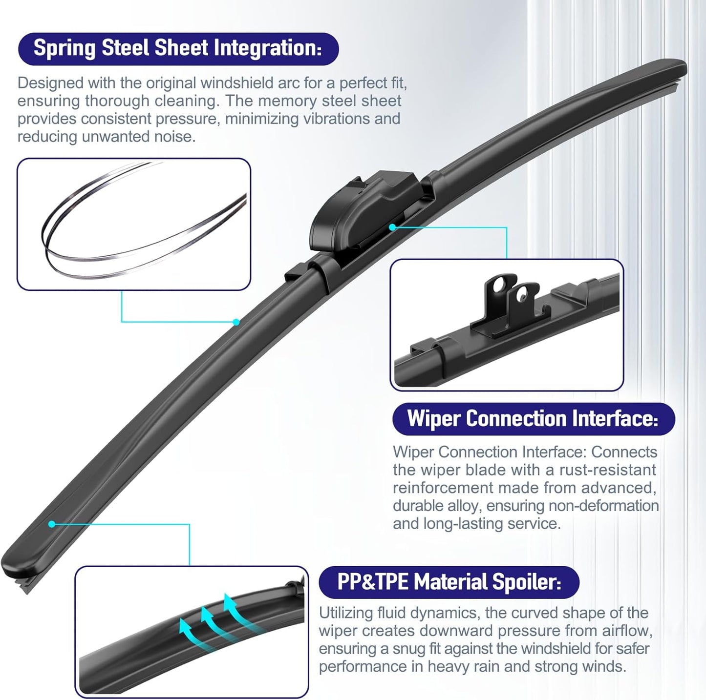 AJK Windshield Wiper Blade, OEM Quality Front and Rear Windshield Wipers for Honda Pilot 2016 2017 2018 2019 2020 2021 2022 2023 2024 2025, 26" 24" 14" Window Blades (Set of 3)