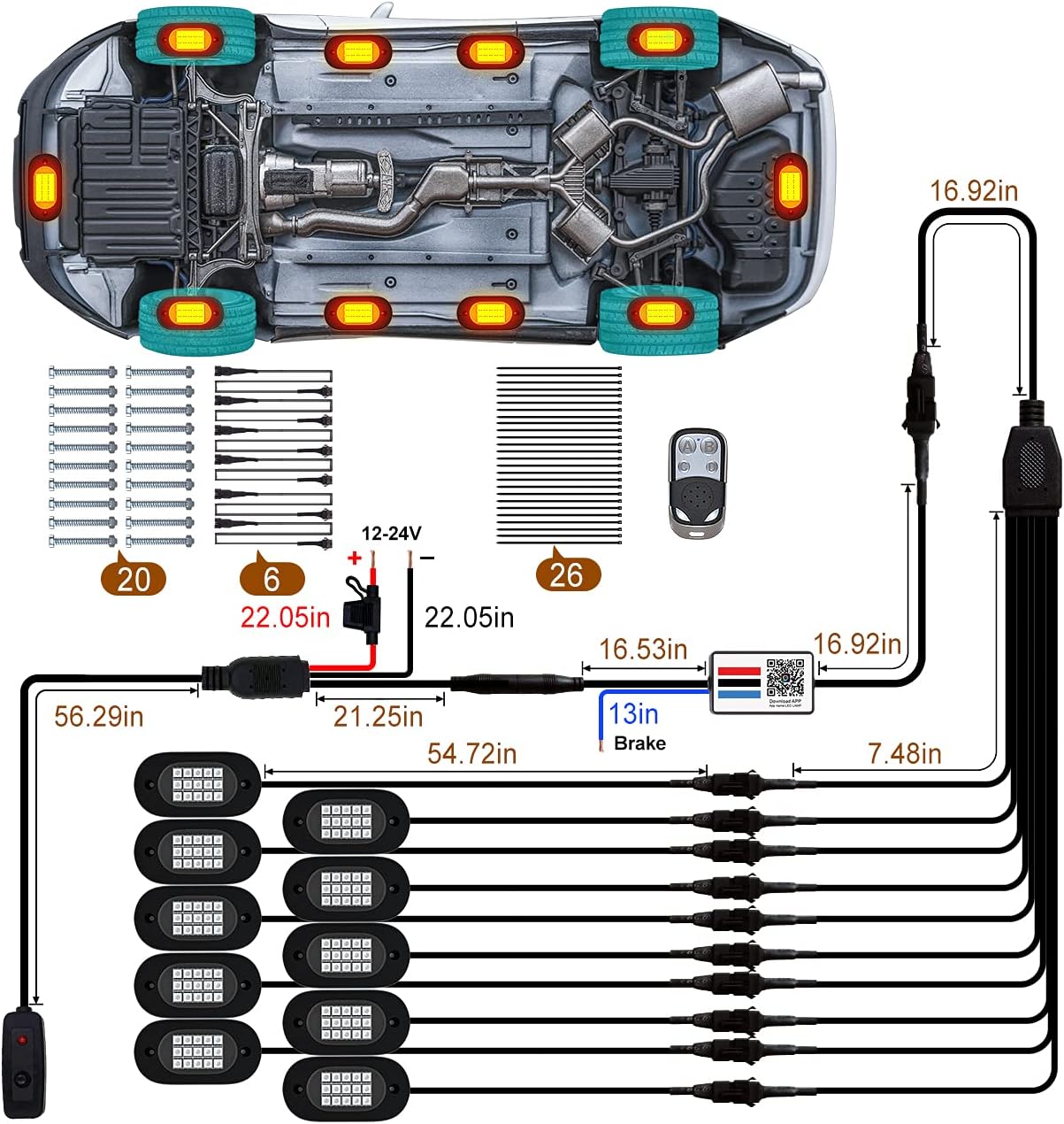 YiLaie RGB LED Rock Lights, with Phone App/Remote Control & Timing & Music Mode Rock Lights forTrucks, Waterproof Rock Light Kits for Jeep ATV RZR UTV SUV Off Road AUTO Motorcycle (10 Pods)